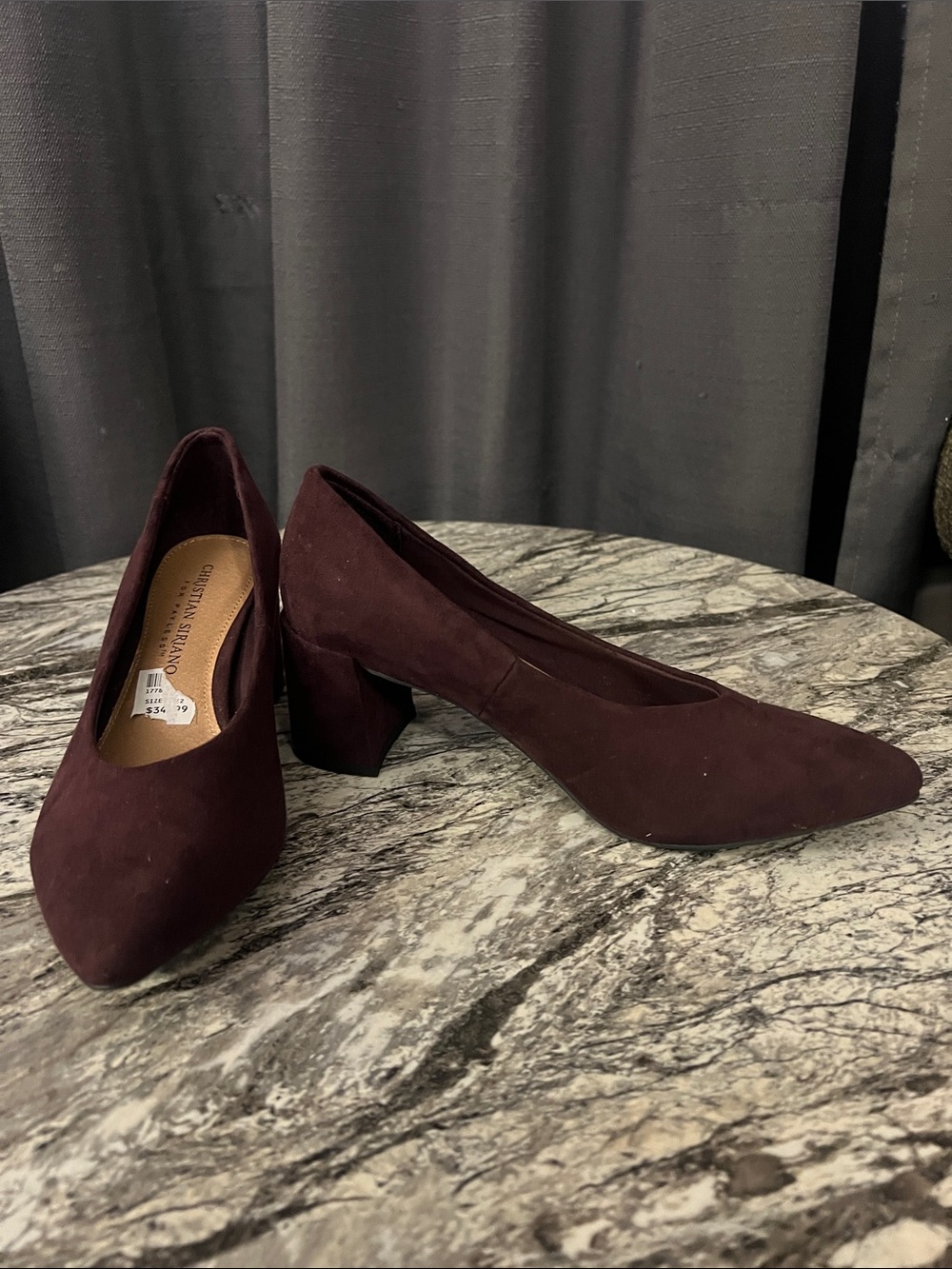 Christian Siriano Burgundy Pointed Toe Suede Pumps
